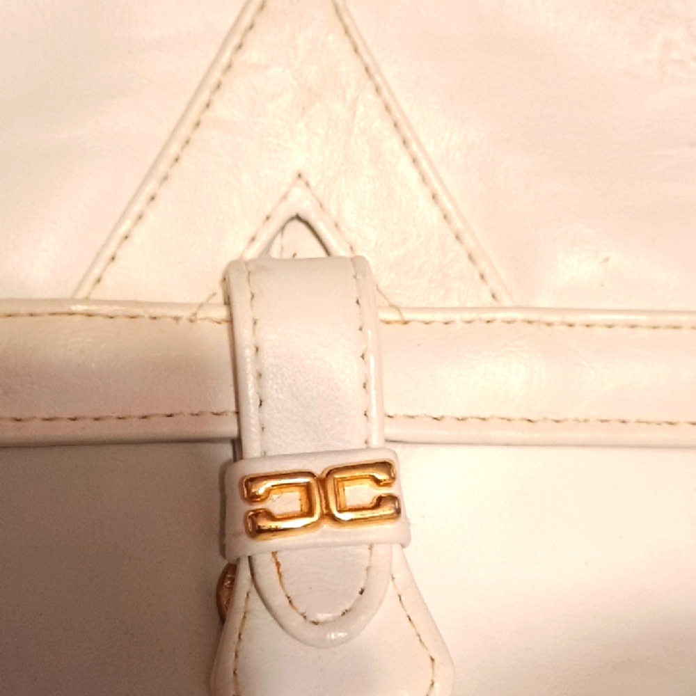 Elegant White Handbag with Gold Accents NWOT